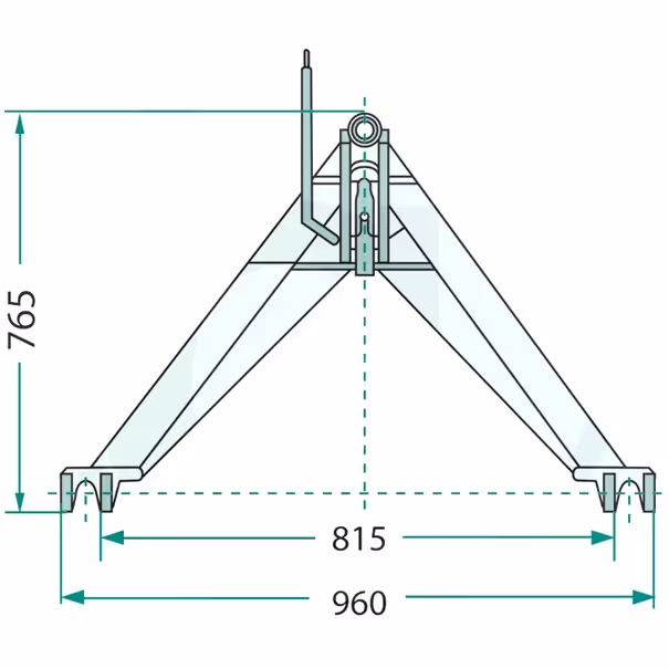Attelage triangulaire Cat. 2,jusqu'à 1400 kg