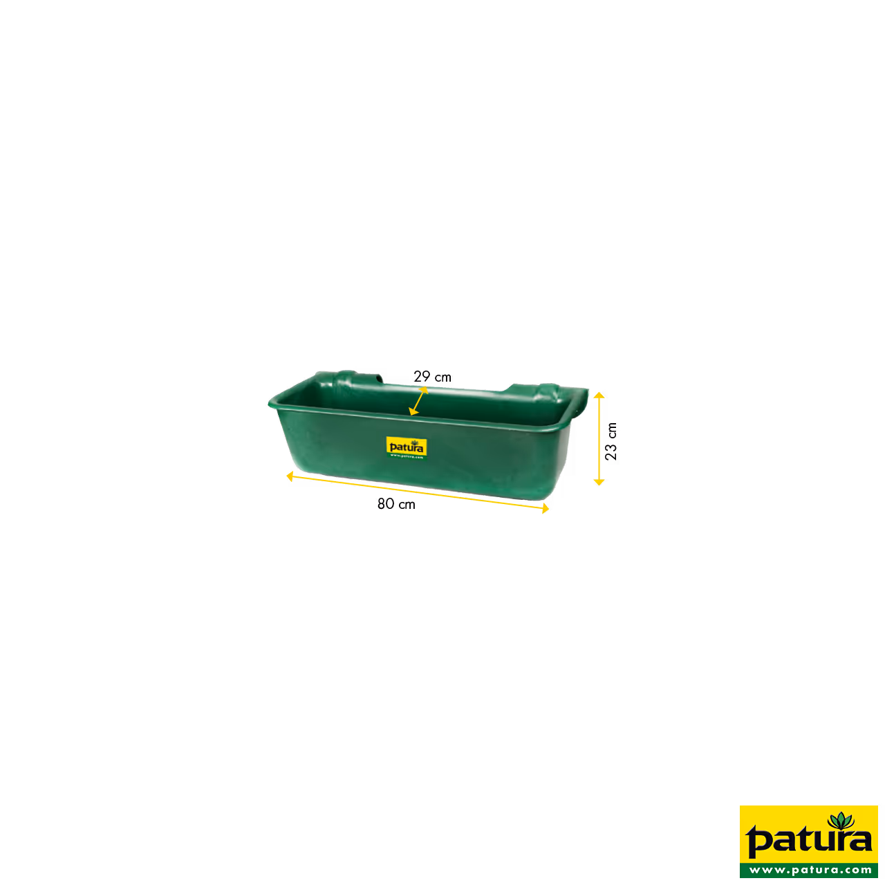 Auge longue en plastique, 32 litres, vert, pour suspension sur tubes