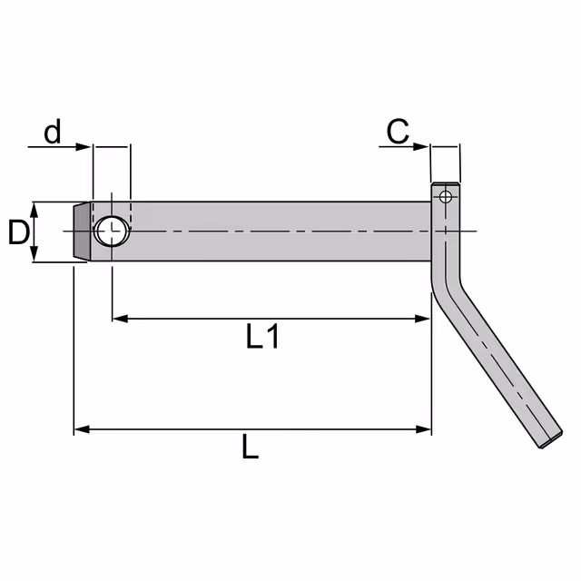Axe d'attelage avec poignee 22x124