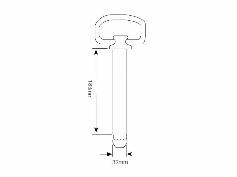 Axe d'attelage avec poignée 32x183 mm adaptable