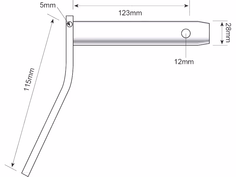 Axe d'attelage Ø 28 x 125 mm avec poignée