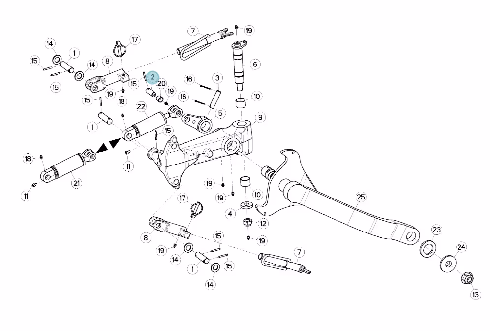 Axe de maintien vérin amortisseur roue de terrage Kuhn