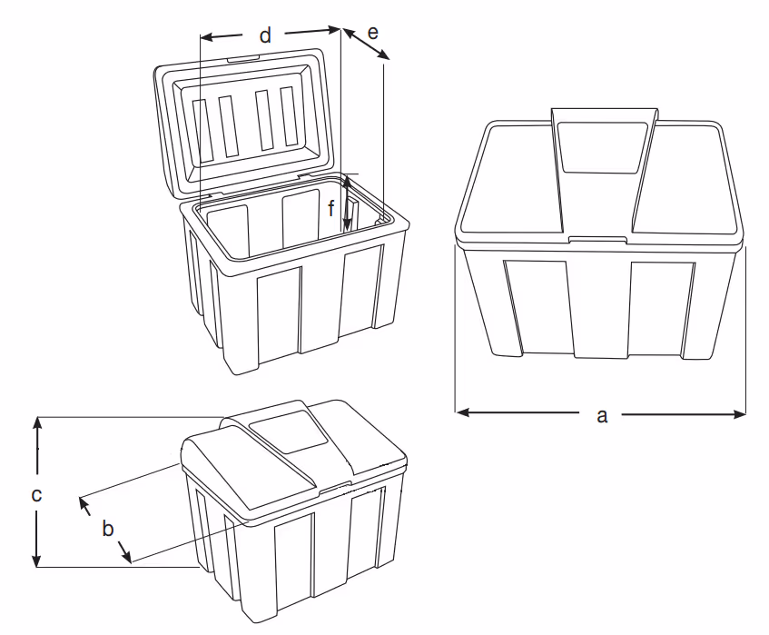 Bac a sel pe 110l eco 650x500x570mm avec couvercle
