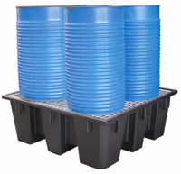 Bac de retention polyethtl.450l emboitable avec caillebotti acier