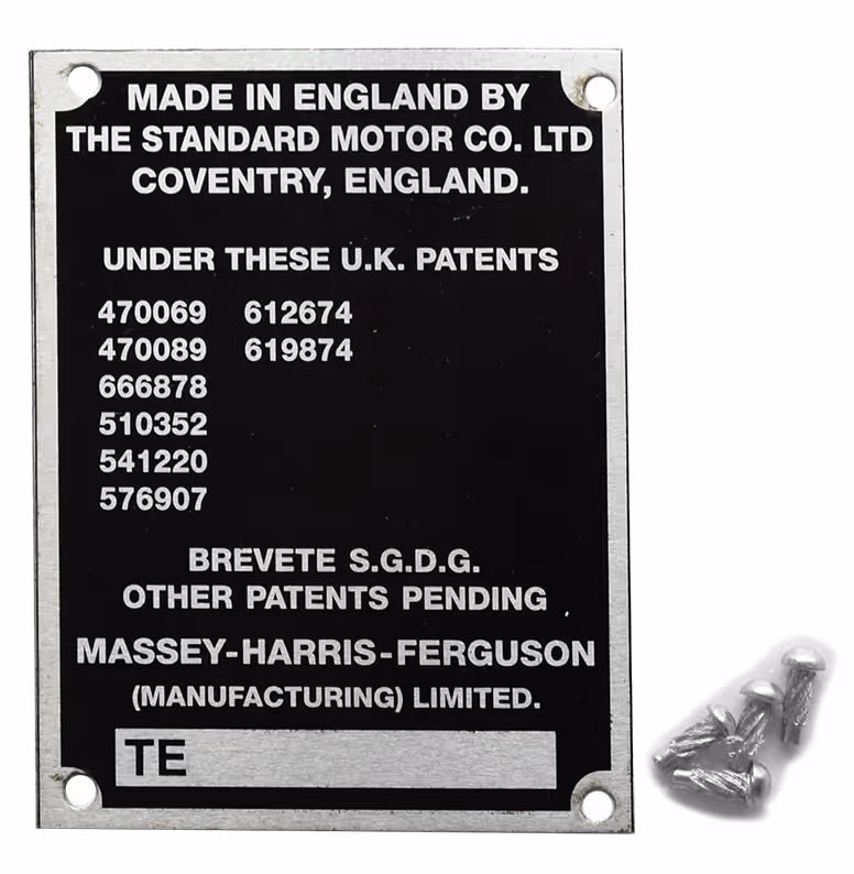 Badge Tracteur 20D Serial Number | Massey-Ferguson