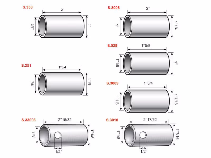 Bague de réduction pour bras de relevage et barre de poussée (Cat. 2 à 1 (ØHaut 25 à 19mm & bas 28 à 22mm),3 à 2 (ØHaut 32 à 25mm & bas 36 à 28mm)) (43 pièces Coffret Compak de )
