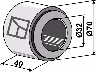 Bague en fer compl. avec palier en boi dur incorporé - Ø32mm