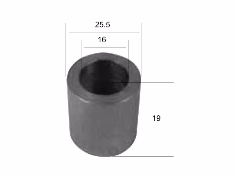 Bague Ø int.: 16mm, Ø ext.: 25.5mm, Longueur: 19mm - Remplacement pour Desvoys, Falc (KRM), Quivogne, Votex, Ferri - Vendu par 10 - ref 103076