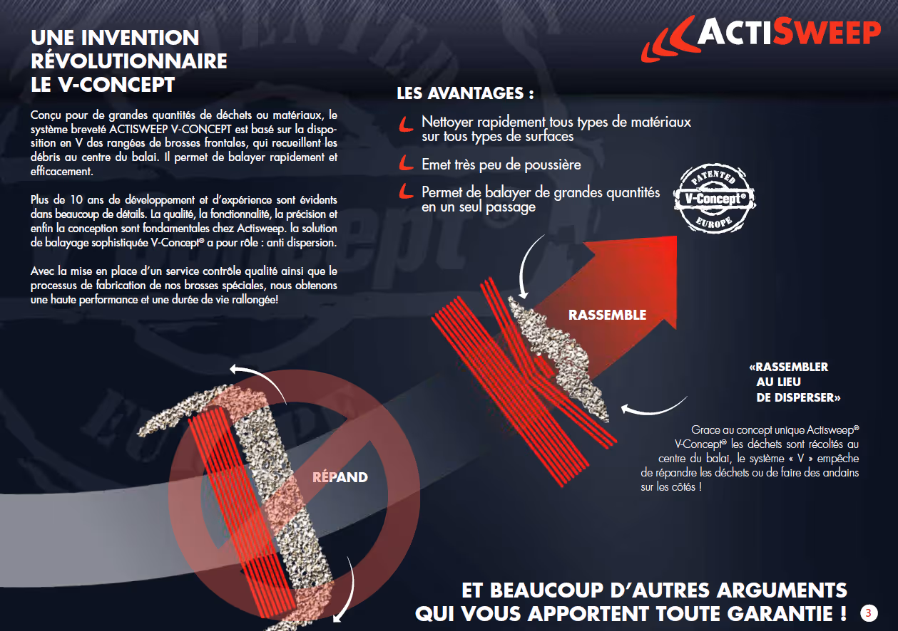Balai pousseur Actisweep V concept V9 1800 sans adaptation