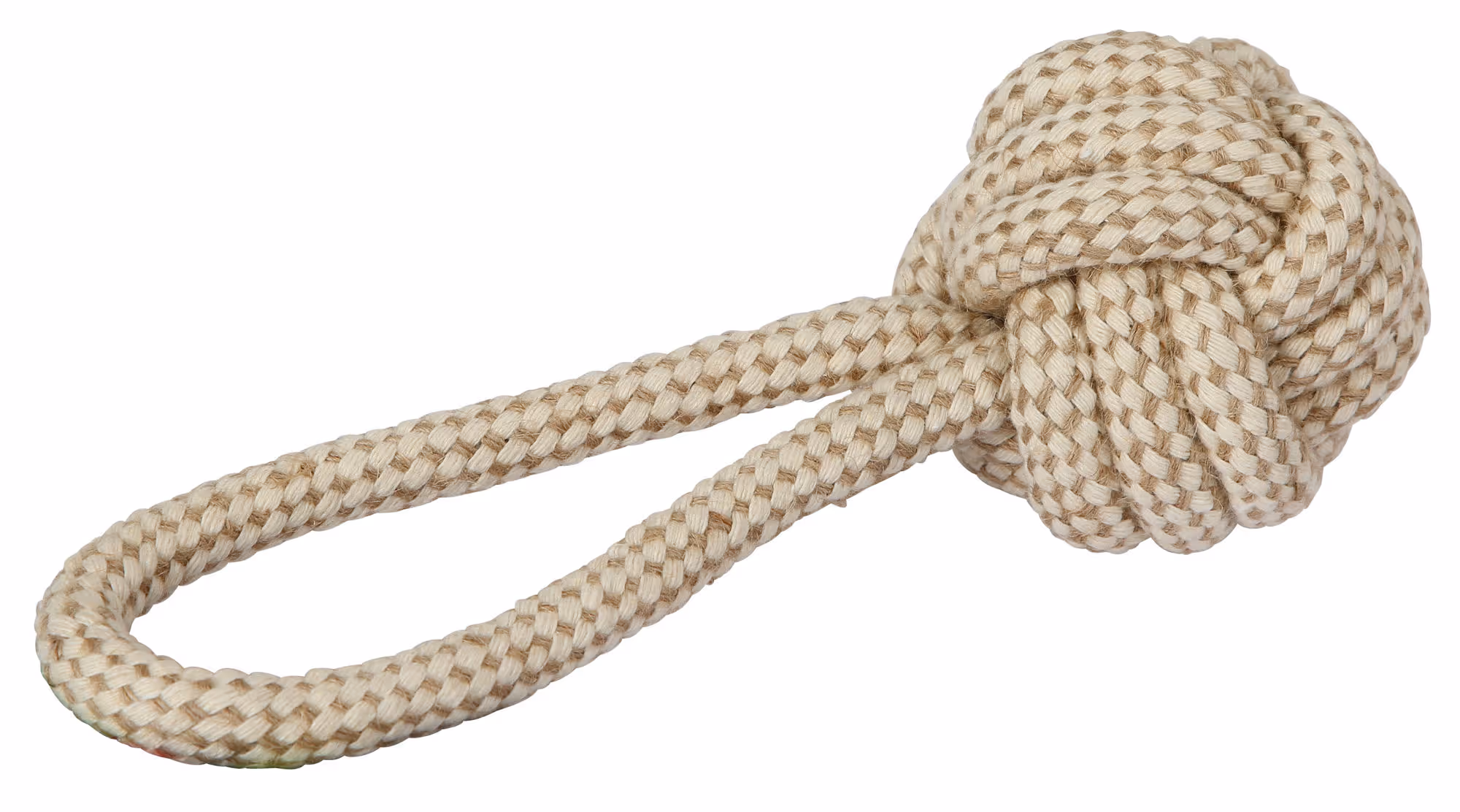 Balle avec corde XL pour chien jute/coton, beige, 21cm, Ø8cm