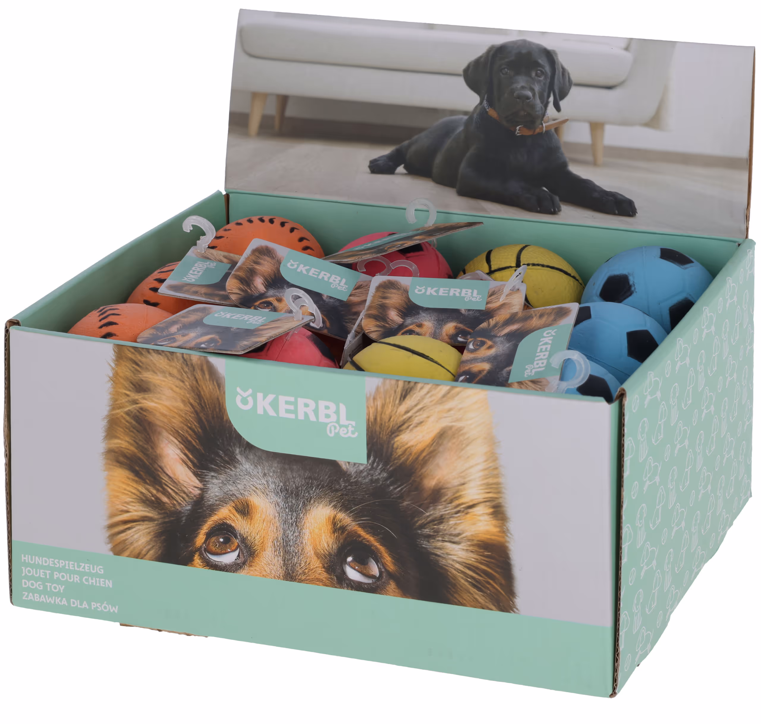 Balle fluo pour chien mousse, Ø6cm, display 24pcs