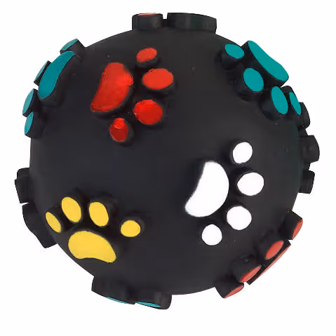 Balle motifs pattes pour chien vinyle, Ø10cm