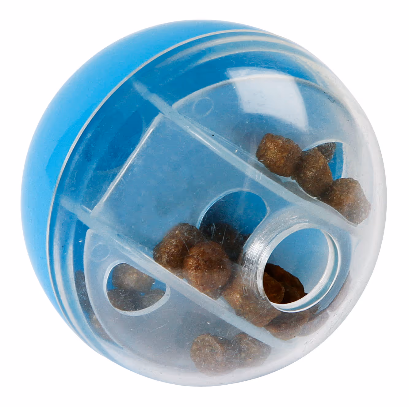 Balle snack pour chat plastique bleu, Ø5cm