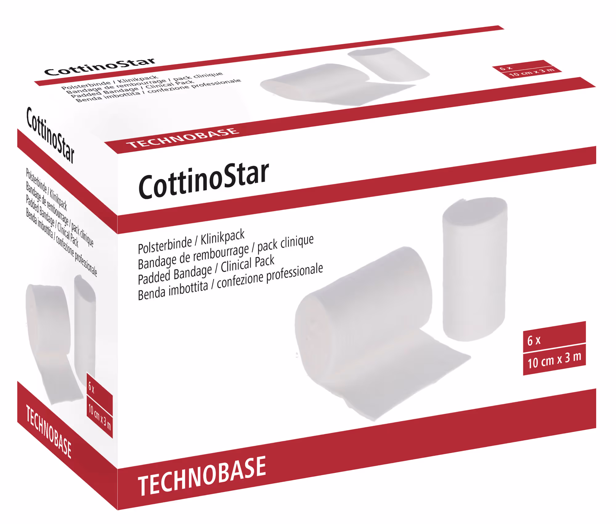 Bandage CottinoStar, 10cmx3 m, pack clinique de 6