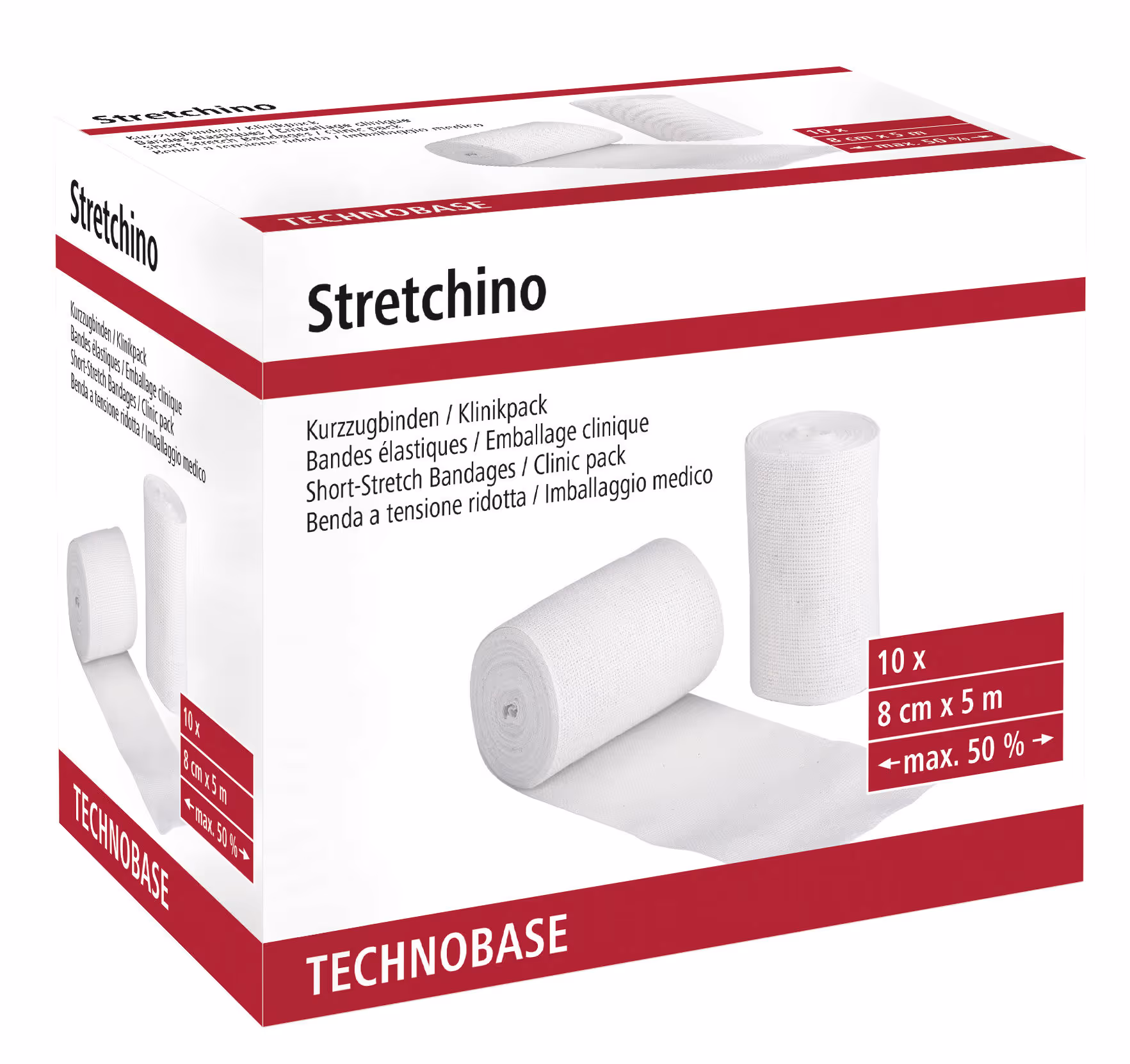 Bande élastique Stretchtino 8cmX5m, pack clinique de 10