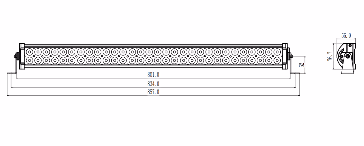 Barre 60 led 180w 16200 lumens 10/30V lg 800 mm