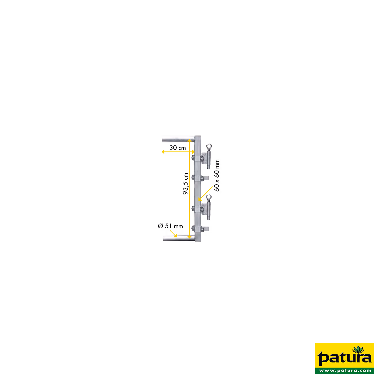 Barre 60x60 pour verrou automatique TS et éléments de visserie