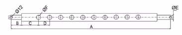 Barre  à trous Cat.2 11 trous L780 mm section 30x63 mm