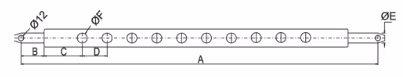Barre  à trous Cat.1 9 trous L620 mm section 30x63 mm