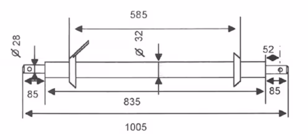 Barre d'attelage ronde 32 mm L1005 mm CAT.2 Steeno 40210025