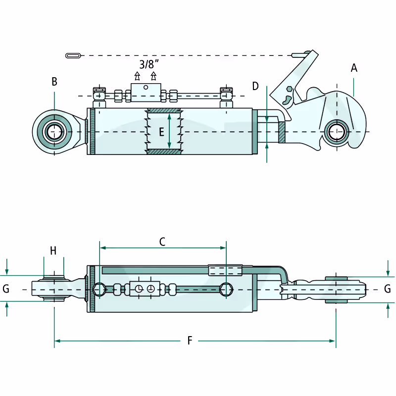 Barre de poussée cat.1/1 L352-447 mm avec kit flexible