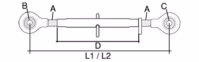 Barre de poussée Cat.2/2 L635/850mm