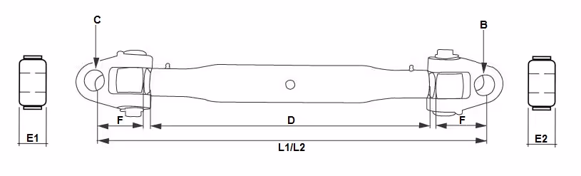 Barre de poussée Cat.28/2 L690/910mm