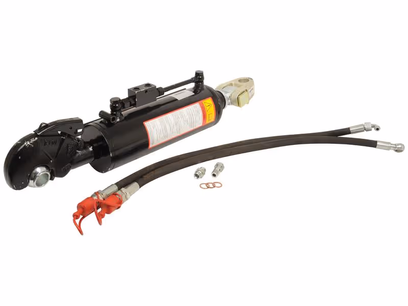 Barre de Poussée Hydraulique (Cat.37mm/3 (Ø37/45mm)) Noix et CBM Q.R Crochet, Diamètre du cylindre: 120mm, Min. Longueur : 760mm. - adaptable sur tracteurs Challenger, Deutz Fahr