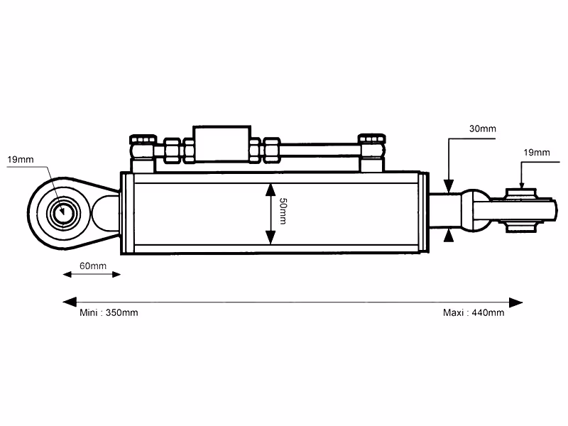 Barre de poussée hydraulique Cat.1/1 L350-440 mm