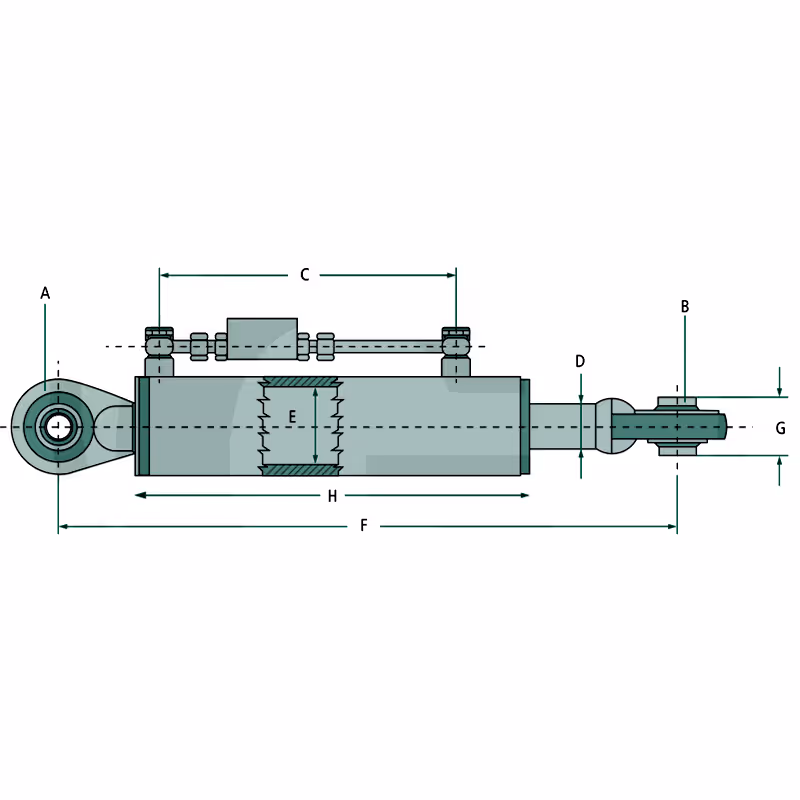 Barre de poussée hydraulique Cat 1/1 L460-670 mm