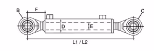 Barre de poussée hydraulique Cat.2/2 L500-710 mm