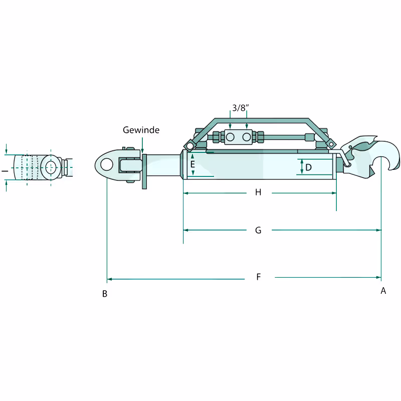 Barre de poussée hydraulique Cat.3/3 L666-906 mm avec kit flexible
