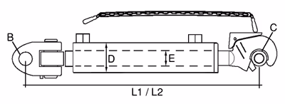Barre de poussée hydraulique Cat.3/3 L666-906 mm CBM 3PHGCA240-3-32