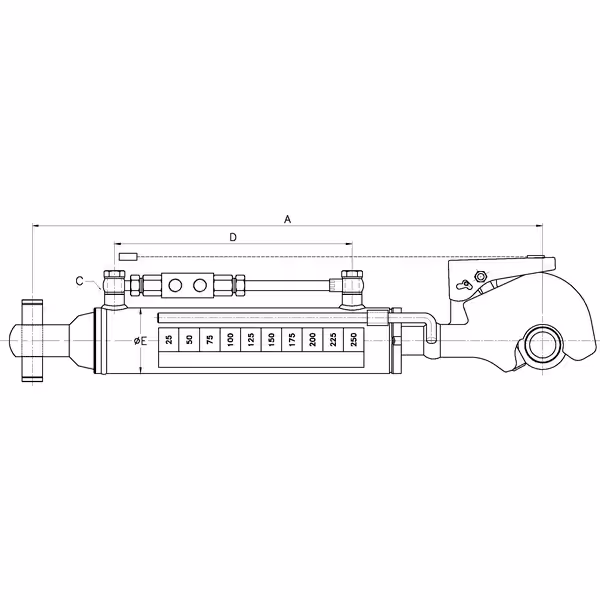 Barre de poussée hydraulique Cat.-/3 L540-725 mm