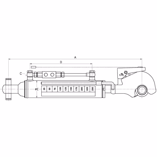 Barre de poussée hydraulique Cat.-/3 L640-890 mm