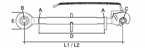 Barre de poussée John Deere Cat3/3 rotule-crochet 620-800 mm adaptable