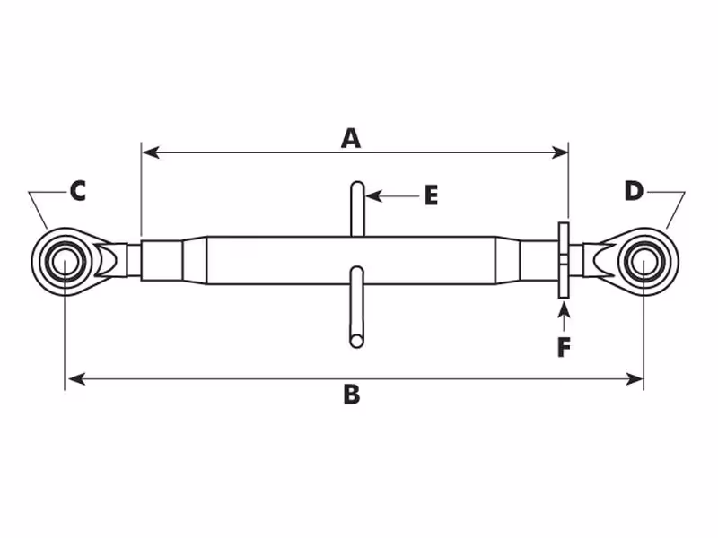 Barre de poussée renforcée (Cat.3/3 (Ø32/32mm)) Rotule et Rotule, M40 x 3.00, Min. Longueur: 540mm. - adaptable sur tracteurs New Holland, Ford, Fiat - ref 86024269