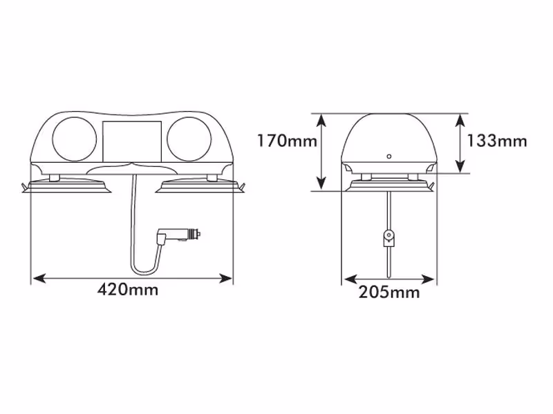 Barre flash - Halogène - magnétique, Longueur totale: 420mm, 12V. - ref A4240012V