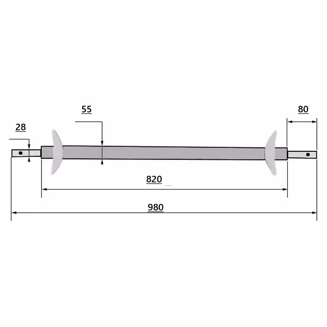 BARRE RONDE Ø 55 mm CAT. 2 L 980 mm AVEC COUPELLE