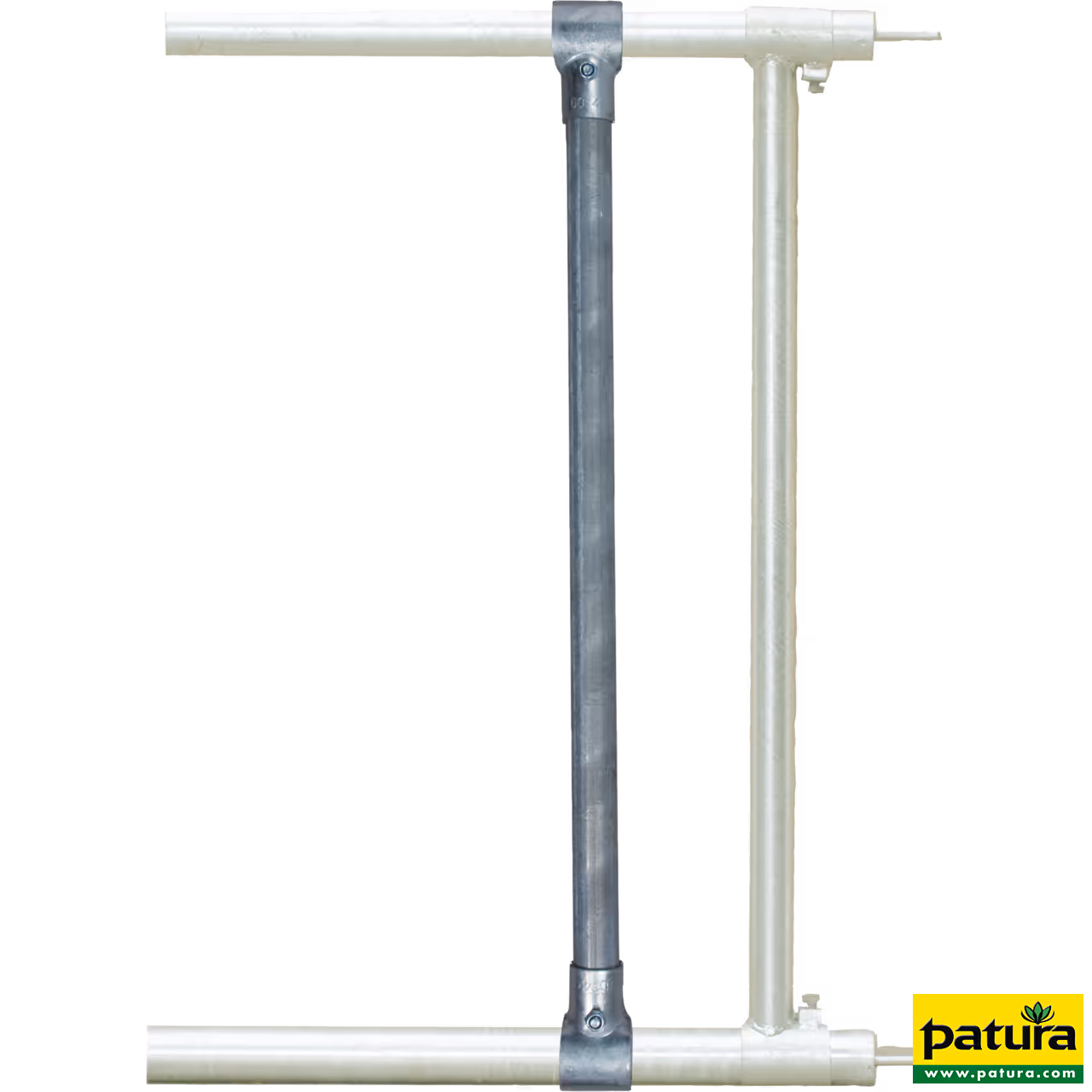 Barre supp. avec 2 coquilles en T p. rallonge 1 1/2" x 1 1/4" pouces, galv.