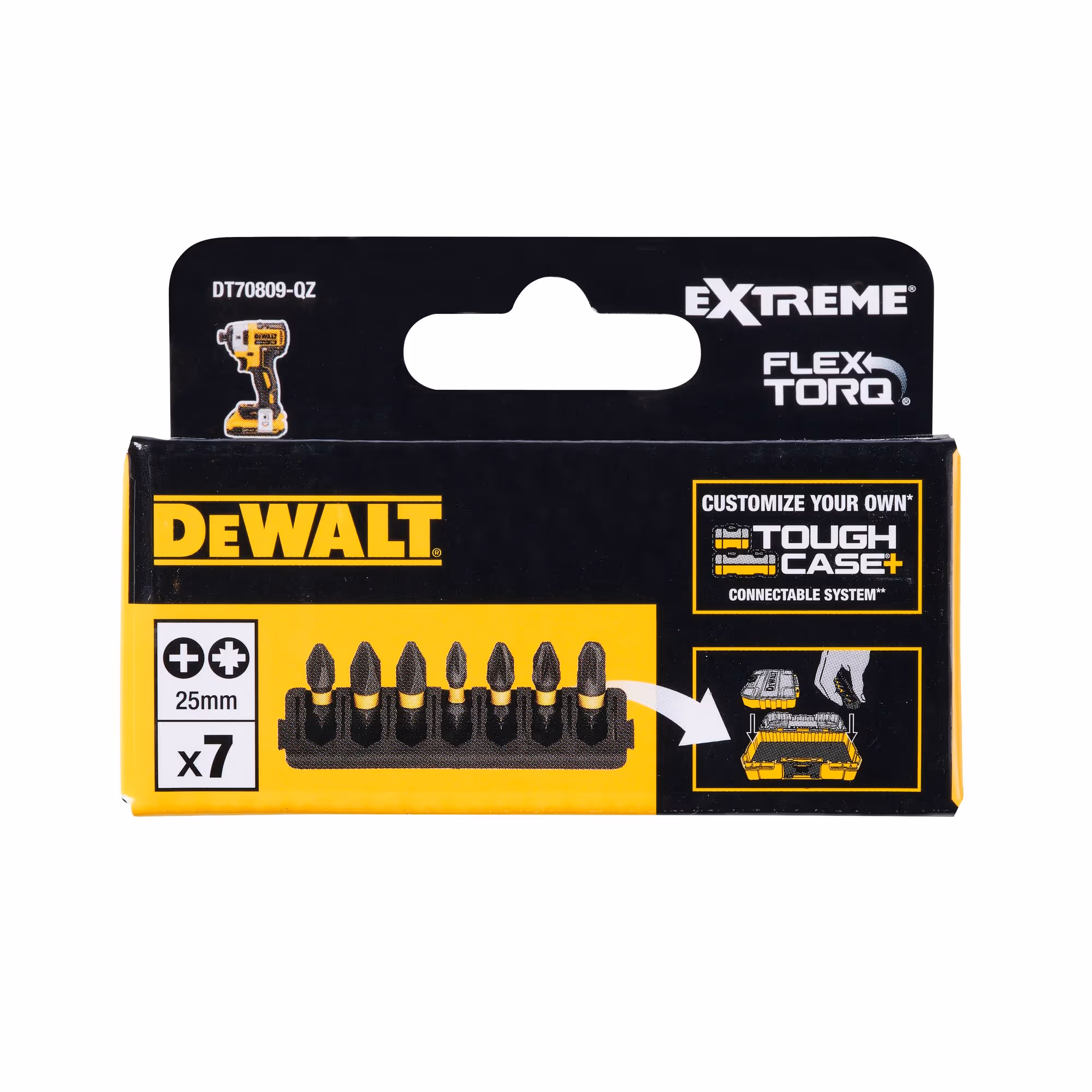 Barrette de 7 embouts de vissage Phillips/Pozidriv impact-torsion 25 mm : PH1, PH2 (x2), PZ1, PZ2 (x2), PZ3