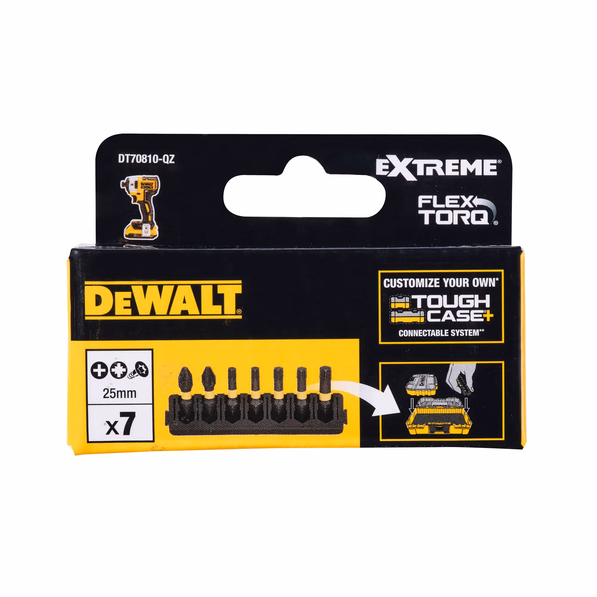 Barrette de 7 embouts de vissage Phillips/Pozidriv/Torx impact-torsion 25 mm : PH2, PZ2, T20 (x2), T25 (x2), T30
