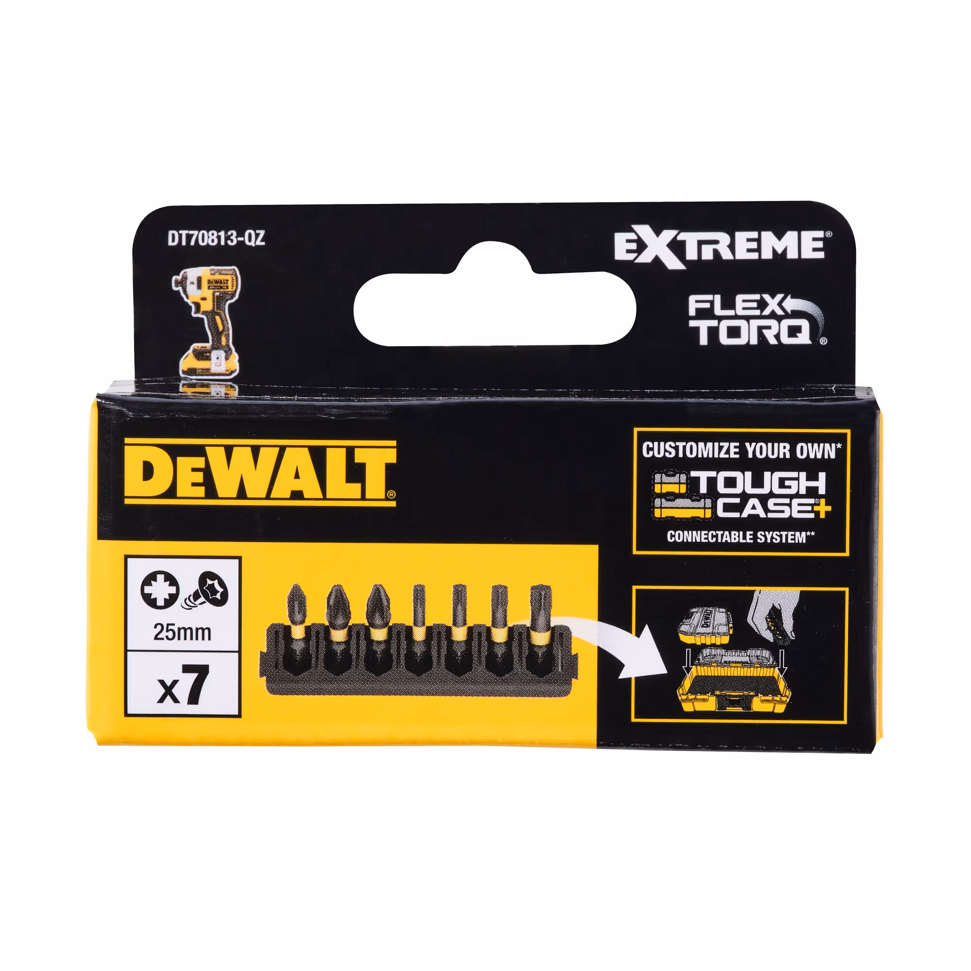 Barrette de 7 embouts de vissage Phillips/Torx impact-torsion 25 mm : PZ1, PZ2 (x2), T15, T20, T25, T30