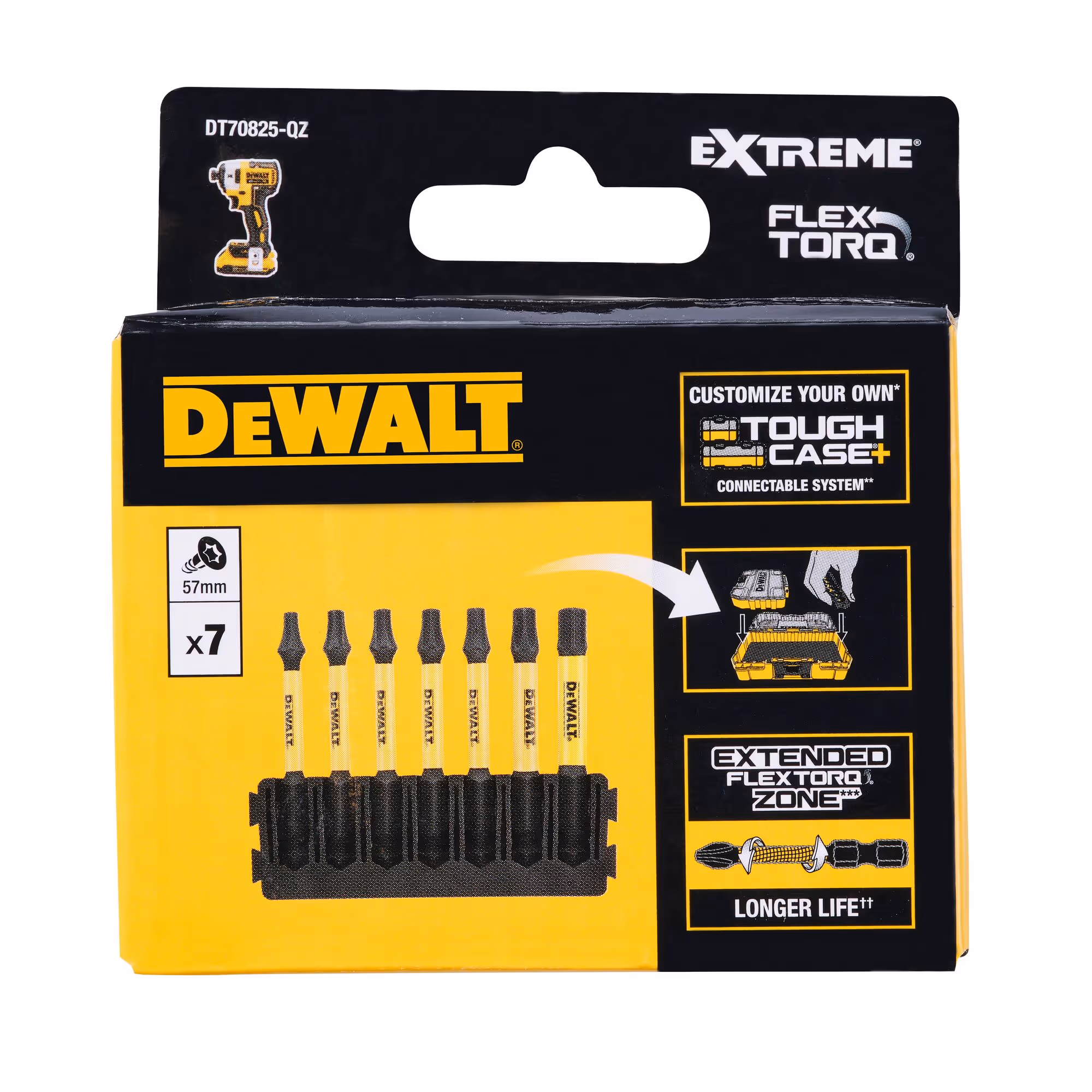 Barrette de 7 embouts de vissage Torx Flextorq 57 mm : T15, T20 (x2), T25 (x2), T30, T40