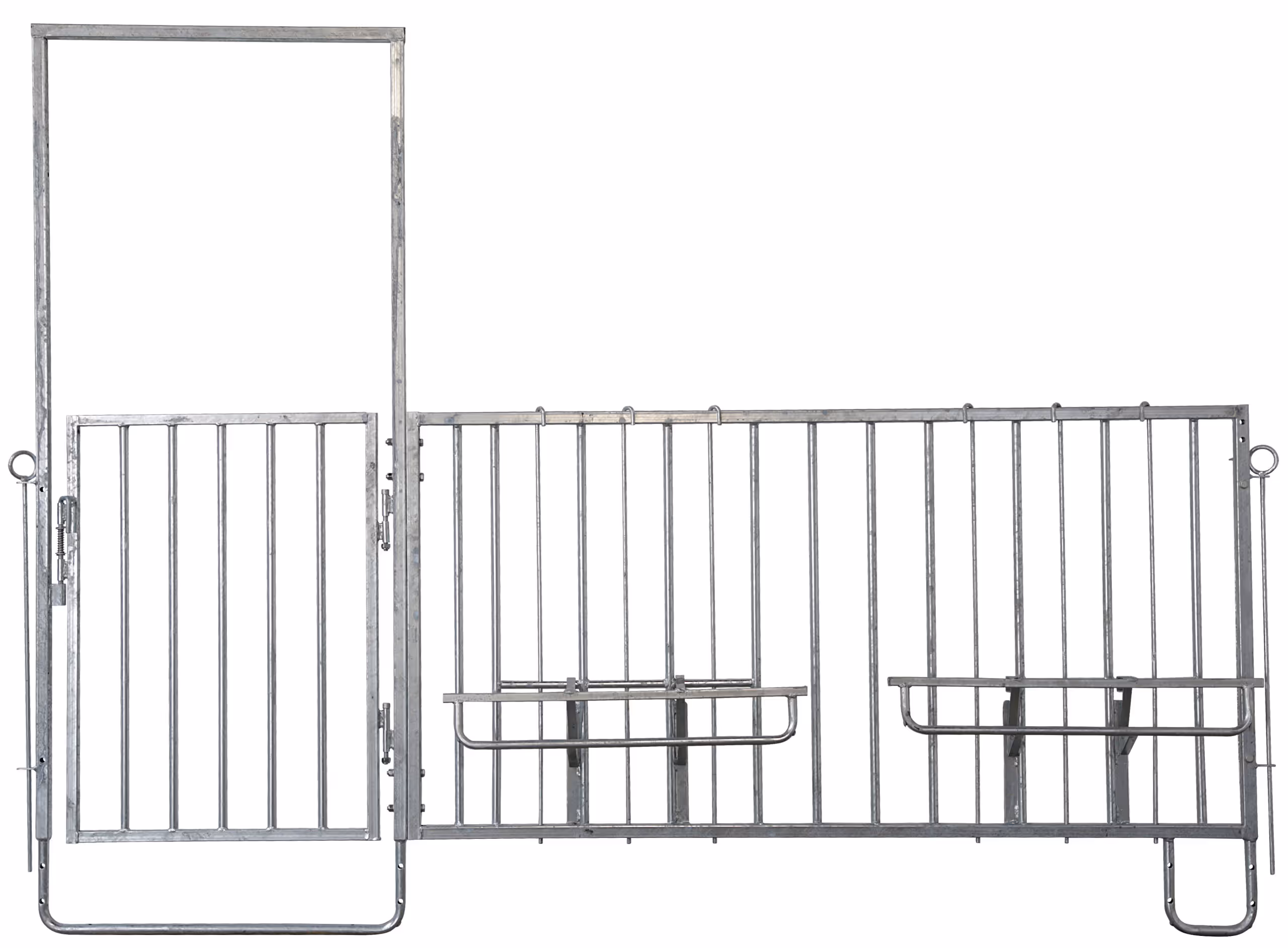 Barrière et porte 6 bacs d'alimentation, zingué