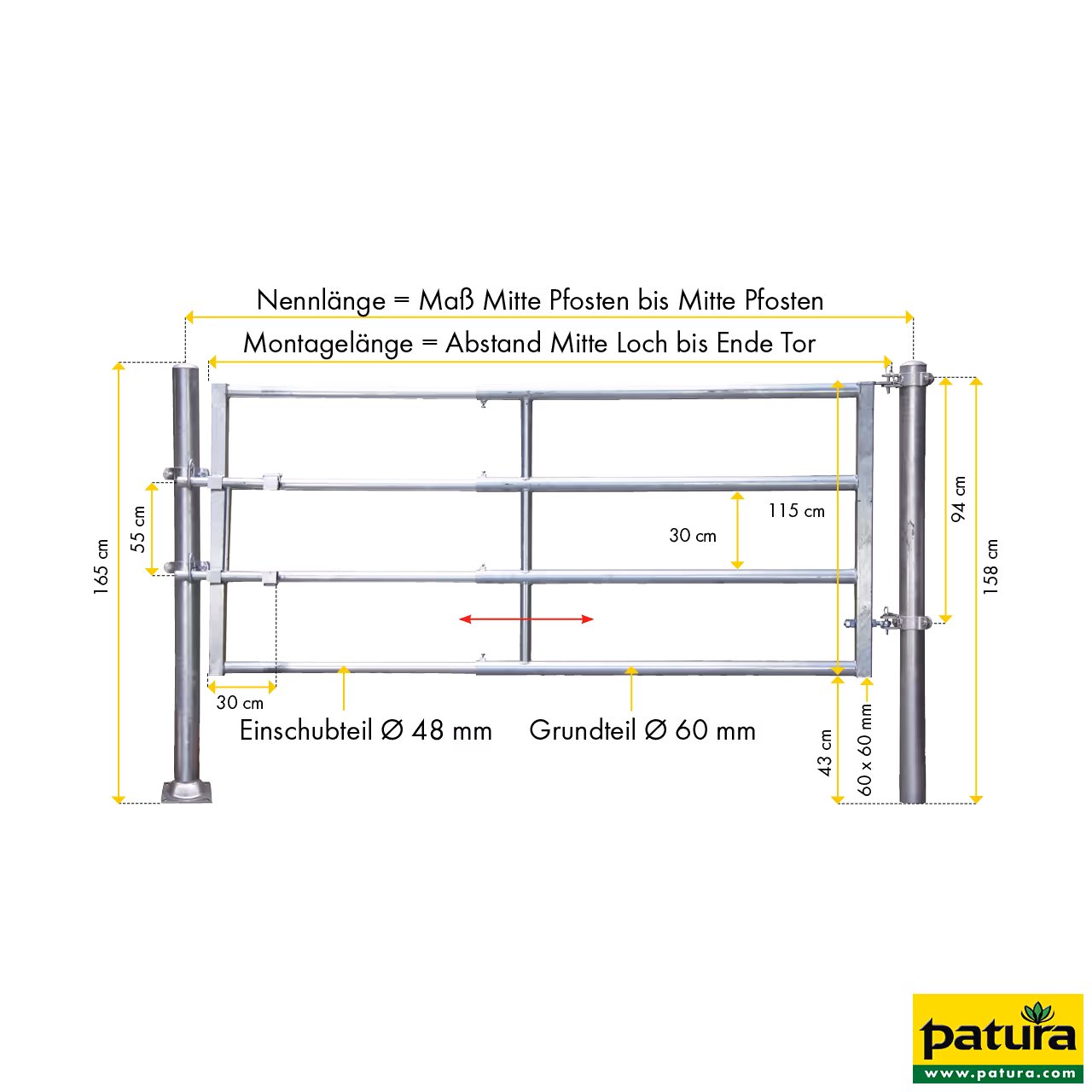 Barrière R4 (5/6), longueur de montage: 4,90 - 5,90 m, sans poteaux ni brides