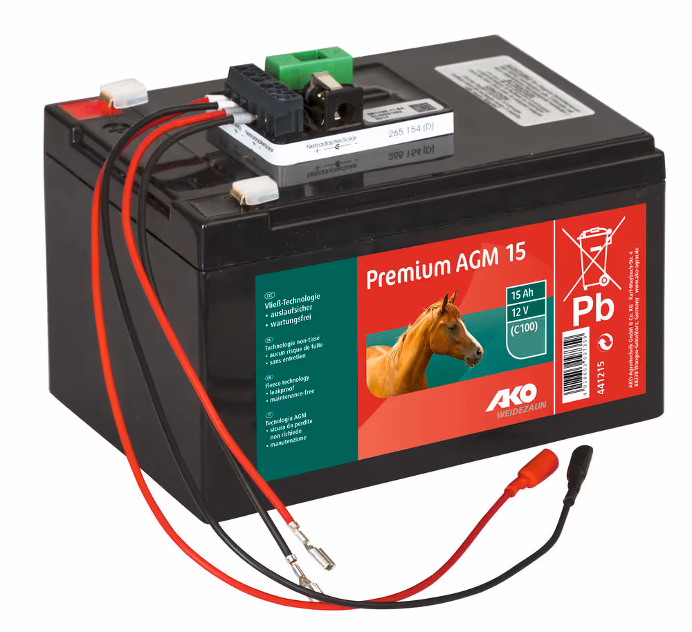 Batterie 12V 15Ah, régulateur et bloc d'alimentation Ako 441215
