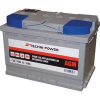 Batterie 12v 70ah decharge lente agm loisir + a droite techni power