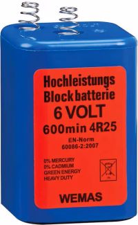 Batterie 4r25 bleue 6V carbone zinc Wemas