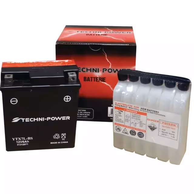 Batterie type ytx7l-bs + a droite avec pack acide